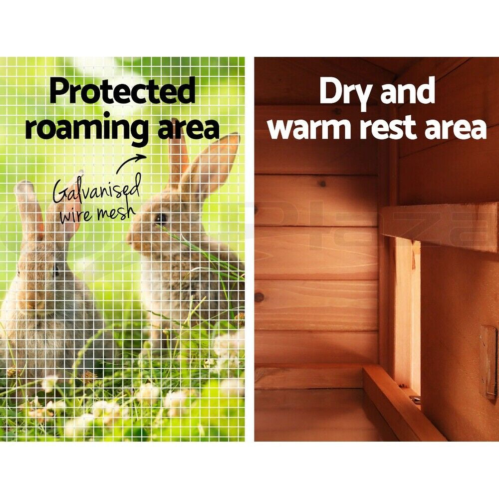 I.Pet Chicken Coop Rabbit Hutch Large Run Wooden Outdoor Pet Bunny Cage House